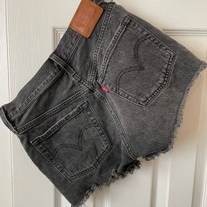 Levi's 501 Black Raw Hem Denim Shorts - 25